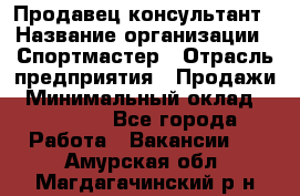 Продавец-консультант › Название организации ­ Спортмастер › Отрасль предприятия ­ Продажи › Минимальный оклад ­ 28 000 - Все города Работа » Вакансии   . Амурская обл.,Магдагачинский р-н